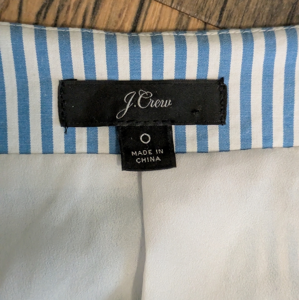 J.Crew Blue White Striped Faux Wrap Dress Cotton Stretch Lined Size 0 K0691 FA18 - Picture 3 of 11